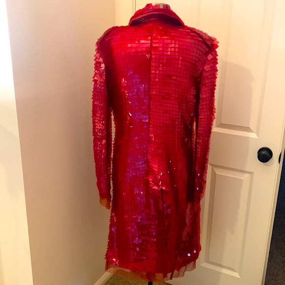 Christian Lacroix handmade red sequence and organza coat* - Picture 4 of 9